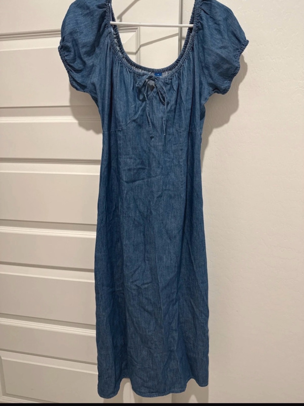 Denim Blue Peasant Midi Dress